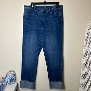 J.Jill Jeans Women’s 12 Denim High Rise Ankle Pockets Cuffs Button Straight NWT